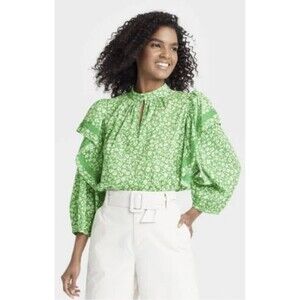 Green Floral Women's Blouse